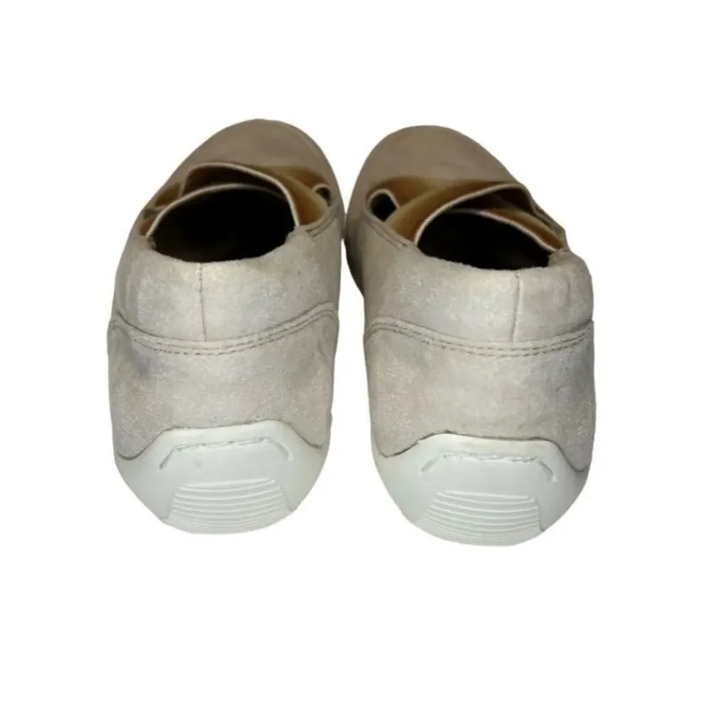 Ros Hommerson Clever Cream Cross Slip On Flat Shoes Size 8N Stretch Comfort